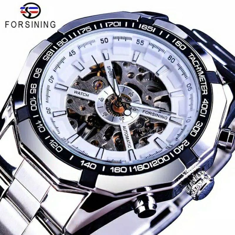 Jam Tangan Otomatis Mekanik Metal Stainliss Steel Jam Tangan Pria Tanpa Baterai