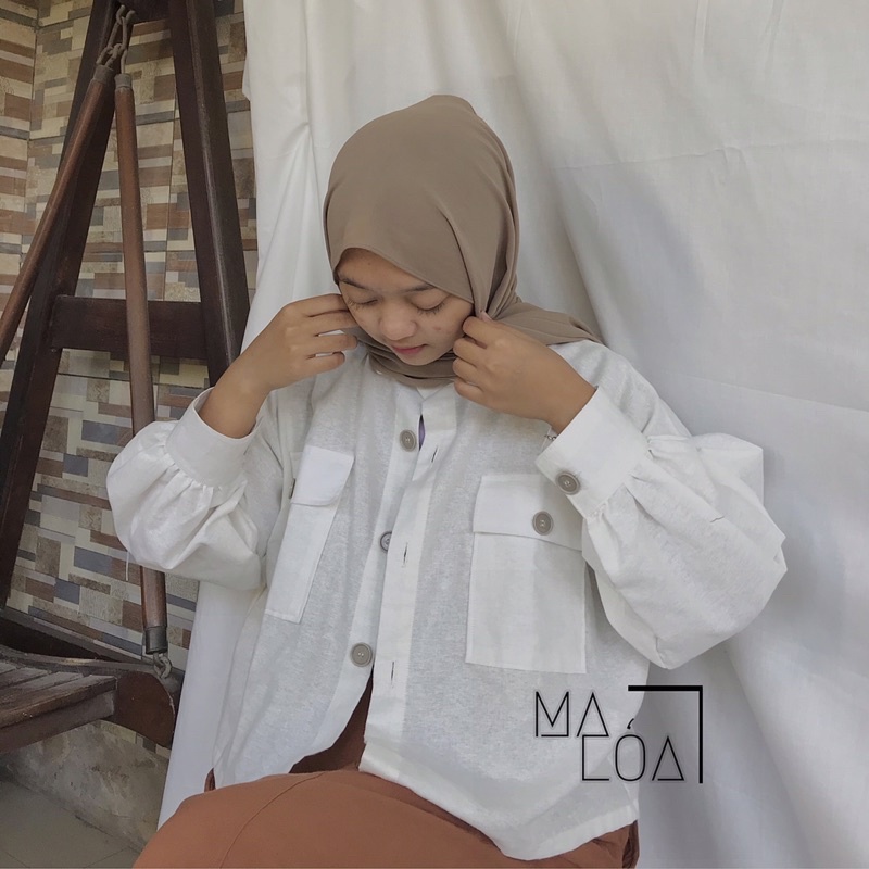 Nissya.Official OUTER LINEN KEMEJA CROP KATUN LINEN OUTER OVERSIZE CROP LINEN