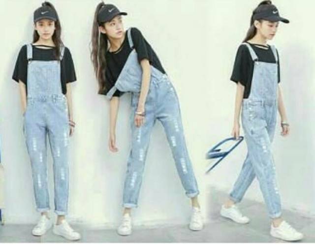 SALE! BEST SELLER! OVERALL RIPPED JEANS WEARPACK WANITA MUSLIM MODERN OOTD MURAH