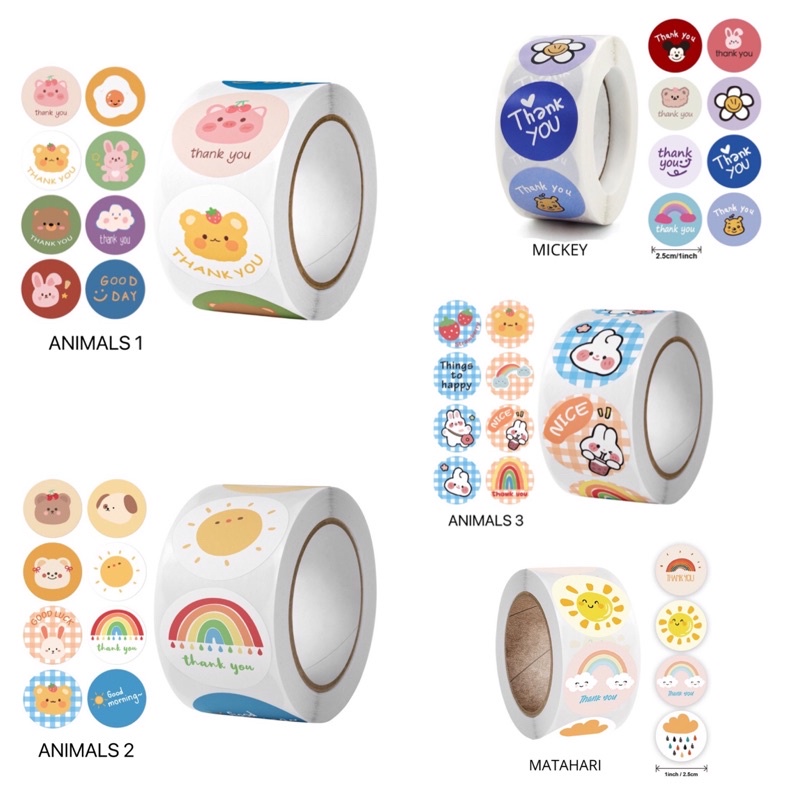 

Sticker Label Thank You Lucu 2,5 cm