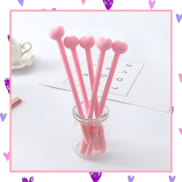 

GP015 BOLPEN PINKY PULPEN TINTA GEL INK PEN NEEDLE HEART LOVE BLACK HITAM 0.38MM LEIDIS STATIONARY