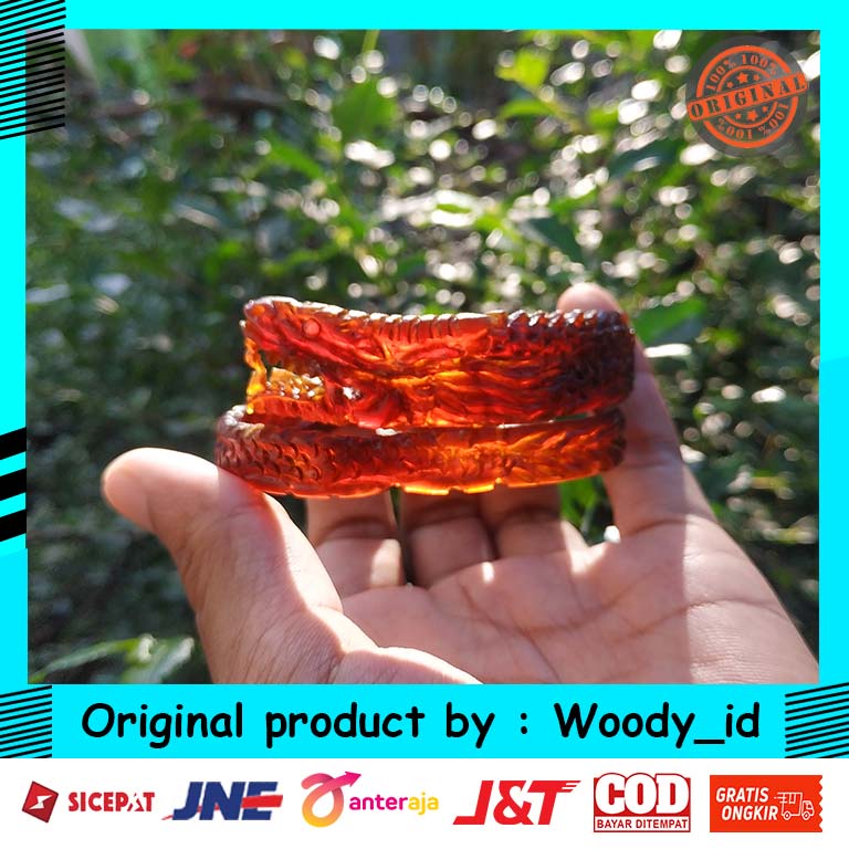 Gelang akar bahar merah ukir Naga Samping - Aksesoris Gelang akar bahar merah naga samping asli COD