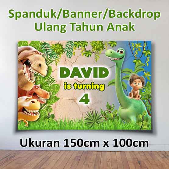 SPANDUK BANNER BACKDROP LATAR ACARA ULANG TAHUN ANAK GOOD DINOSAURUS