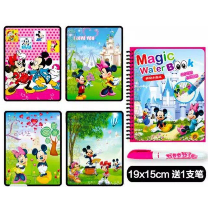 Alat Tulis Magic Water Book Buku Mewarnai Ajaib Magic Pena Water Drawing Colour Book-M1ck3y 4nd Fr13nds