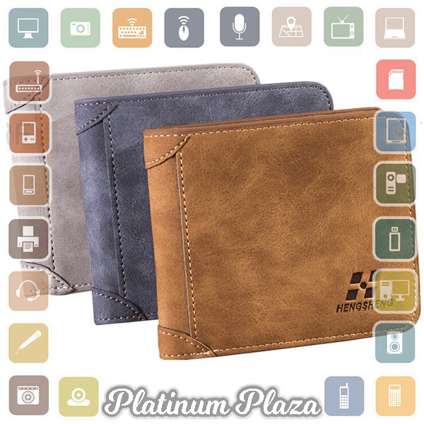 Baellerry Dompet Kulit Pria Bahan Nubuck Model Vertical - D1166 - Brown`928ITB-