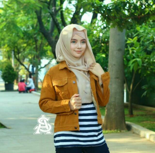 Jaket Jeans CROP Cewek Mustard Warna Warni