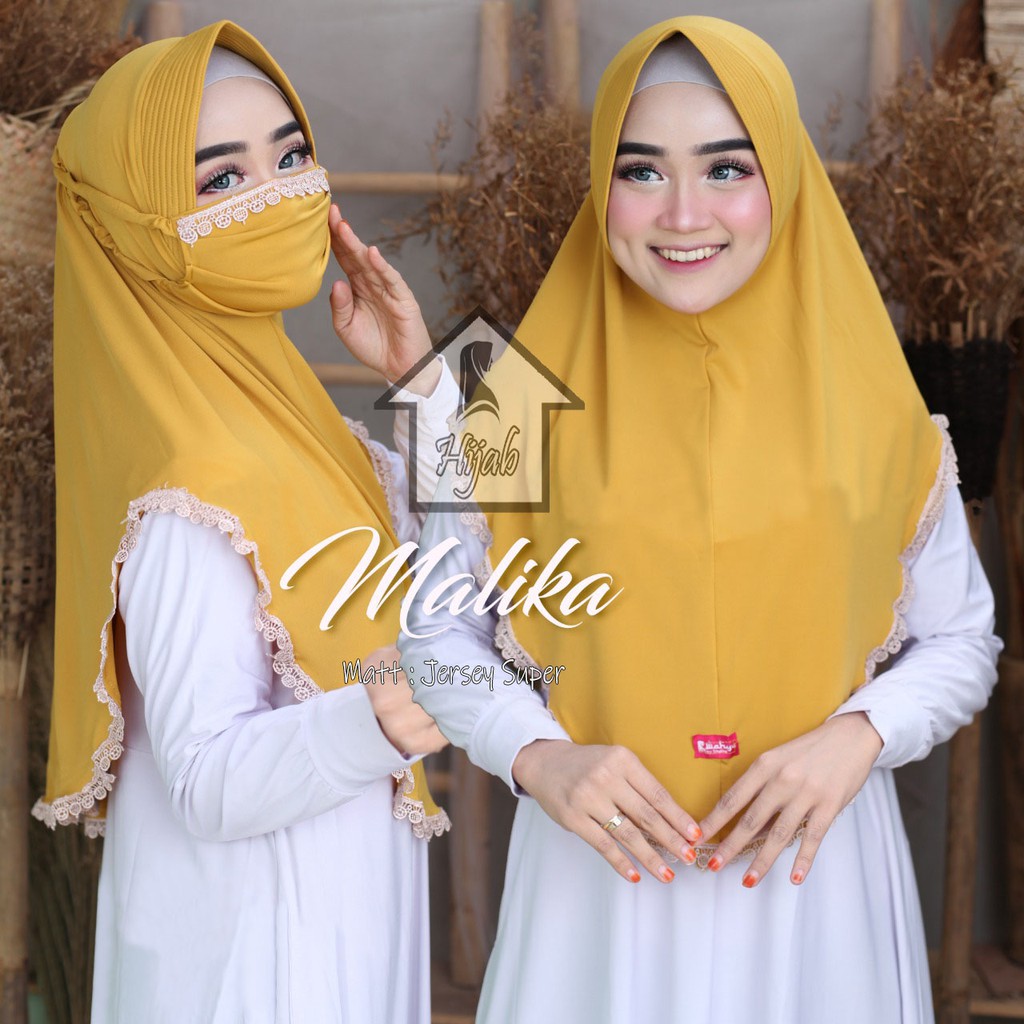 GROSIR Jilbab Instan Terbaru Hijab Masker Jersey Premium  Kerudung Masker Renda Malika RUMAH HIJA'B-Kubus