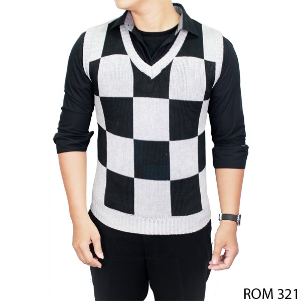 Rompi Pria Casual Bahan Katun Rajut / Vest - Motif Kombinasi (COMB)