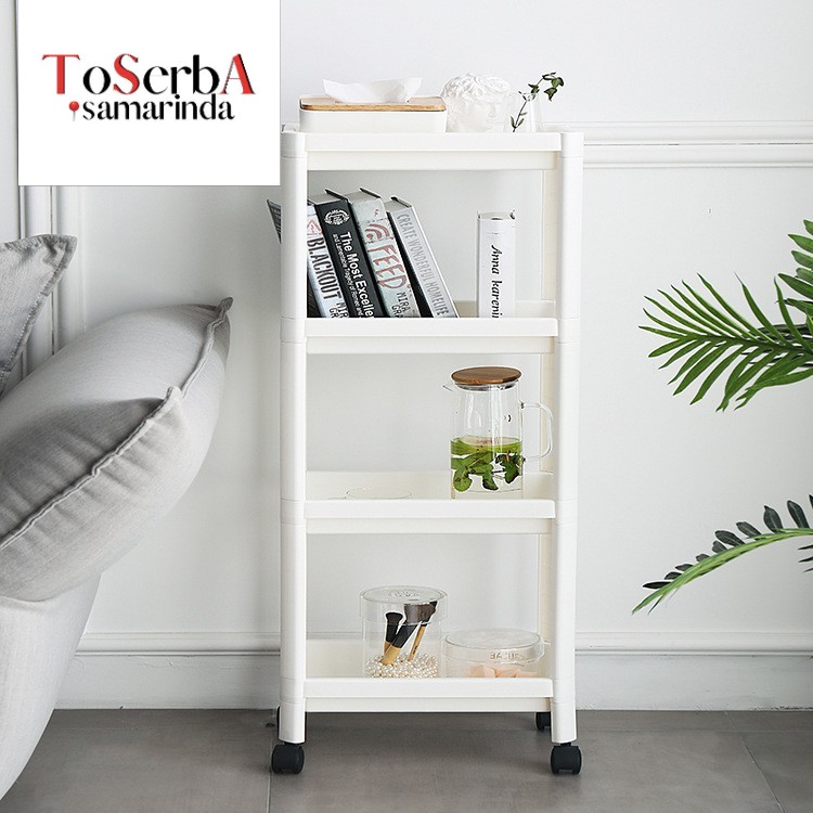 (READY) 4 tingkat Rolling Storage Utility Cart / Rak Roda Putih Serbaguna/ Rak Troli Cart White IKEA