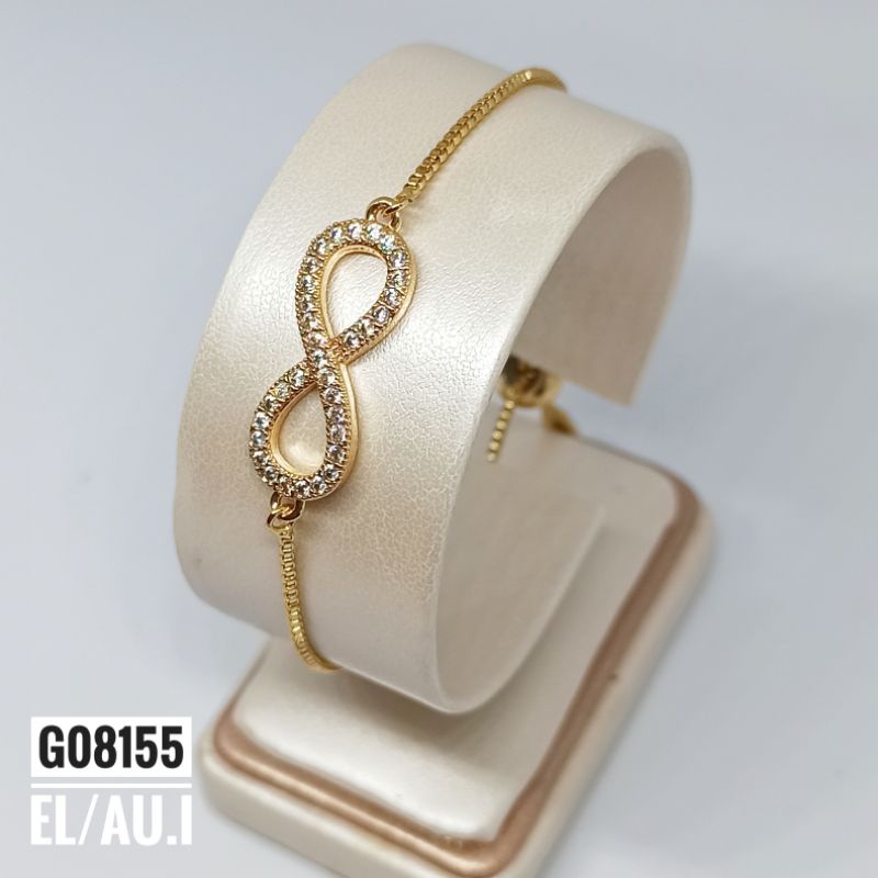 Gelang Serut Fashion Rhodium Infinity Zircon G08155