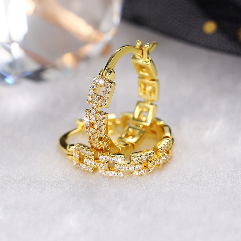 Anting Hoop Hias Cubic Zirconia Untuk Wanita