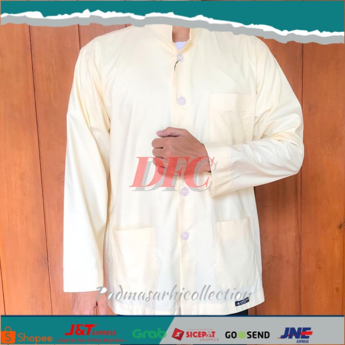 ✨ BISA COD ✨ Baju Koko Ammu Putih Baju Koko Ammu Collection Baju Koko Pria Dewasa - Krem, XXL