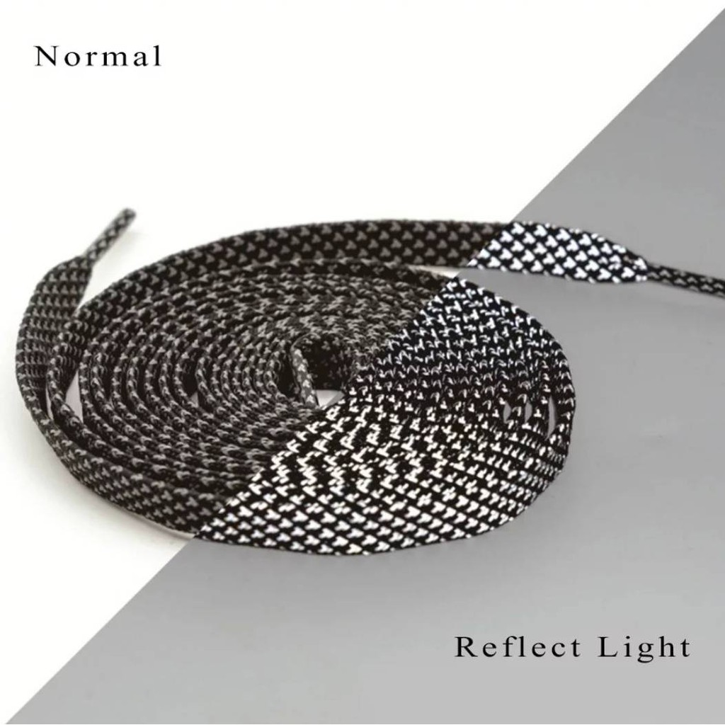 Tali Sepatu Flat Motif Reflective Laces