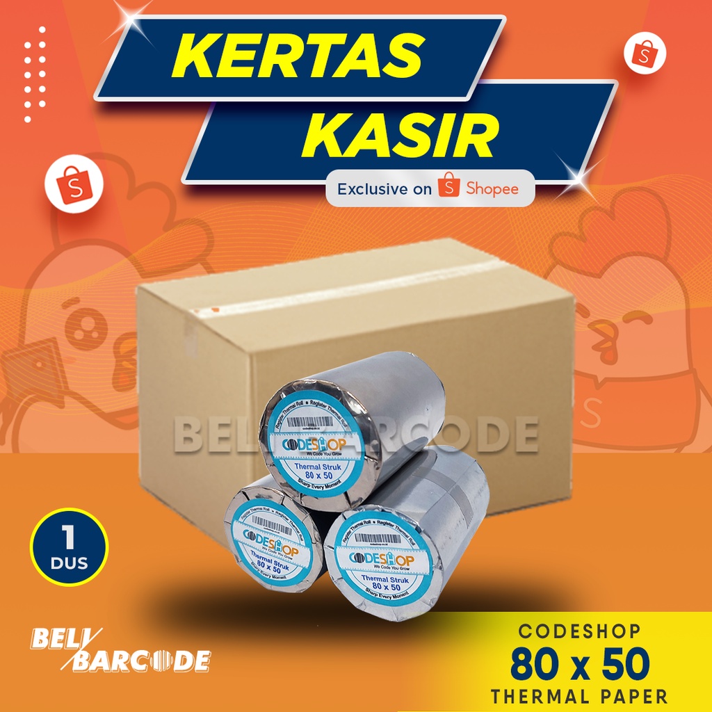 

Kertas Struk Kasir Thermal Codeshop 80 x 50mm Isi 100 Roll
