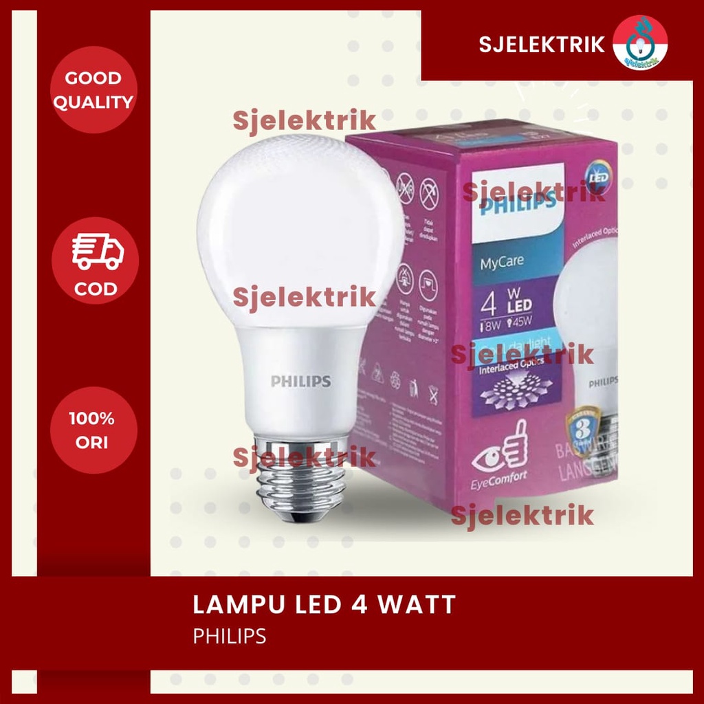 Lampu LED Philips 4 watt / bohlam 4 w / philips putih 4 w / Bulb LED 4 w