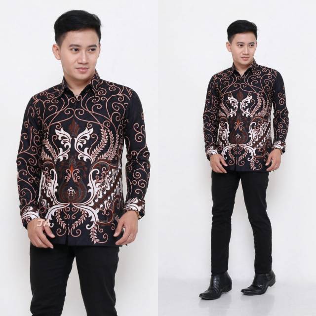 KEMEJA BATIK PRIA MOTIF MAHKOTA COKLAT