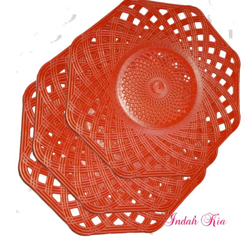 perabot dapur, peralatan makan 6 pcs piring rotan plastik