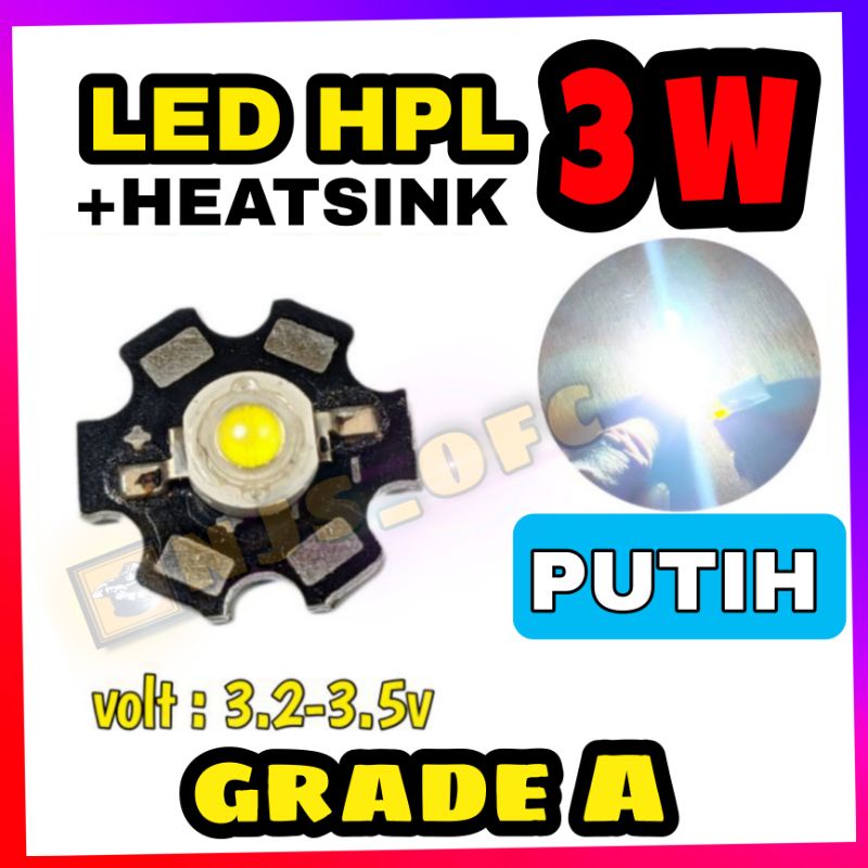 LED HPL 3 WATT PUTIH / WHITE GRADE A HPL + STAR PCB 3Watt, AQUASCAPE, DECORATION SENTER CAHAYA