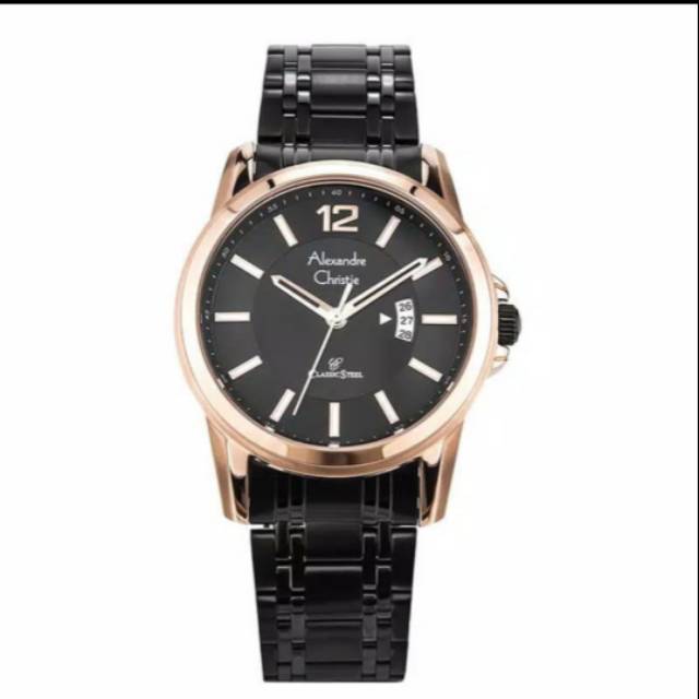 Alexabdre Christie AC 8325 MD Man Black Dial Kombinasi Rose Gold
