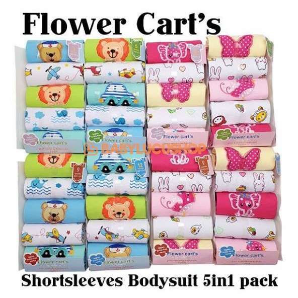 Jumper Flower Cart's (SNI) 5  1 | Jumper Bayi Pendek Flower Carts (isi 5 pcs)