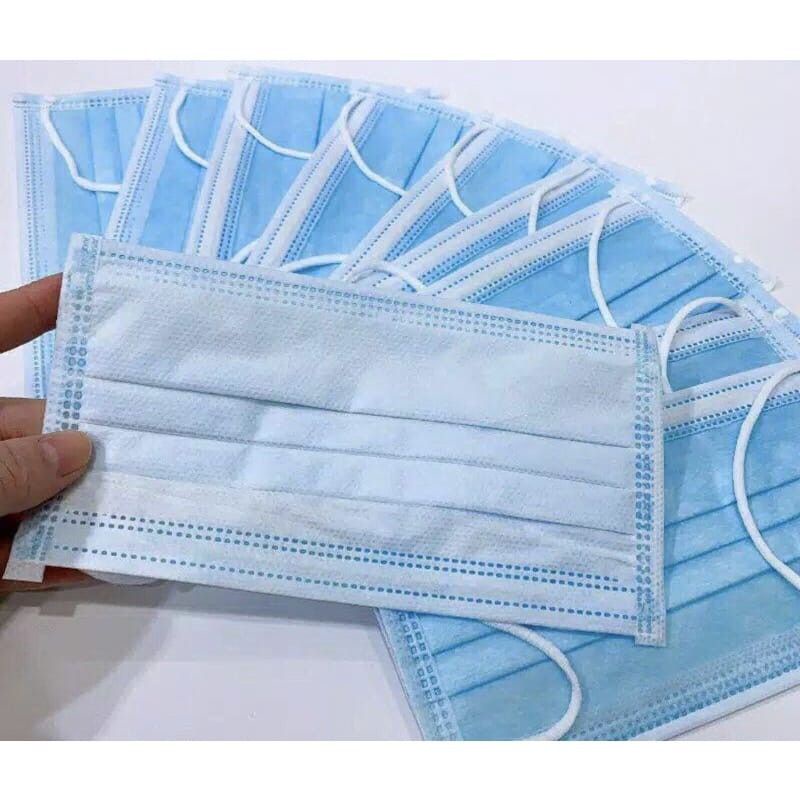 Masker Disposable 3Ply Masker Earloop Biru Facemask Harian 3ply Mask isi 5pcs