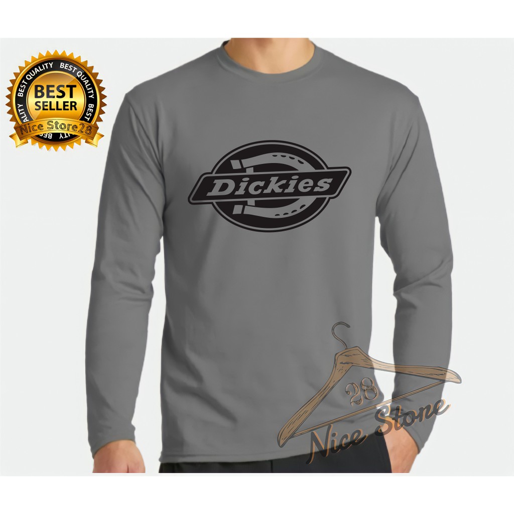 Nice Store - Kaos Distro Lengan Panjang Dickies Keren Logo Hitam Premium