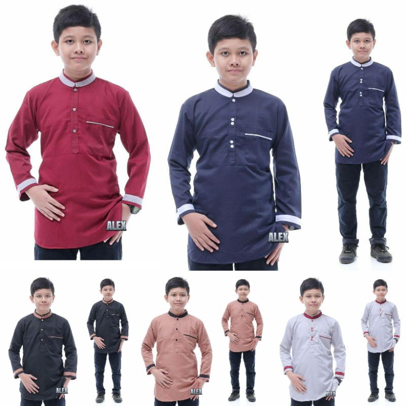 Koko anak lengan panjang polos bahan katun adem