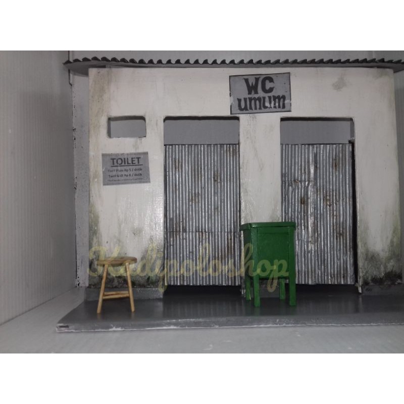Diorama miniatur WC umum bulux scale 1:12 marvel ShF