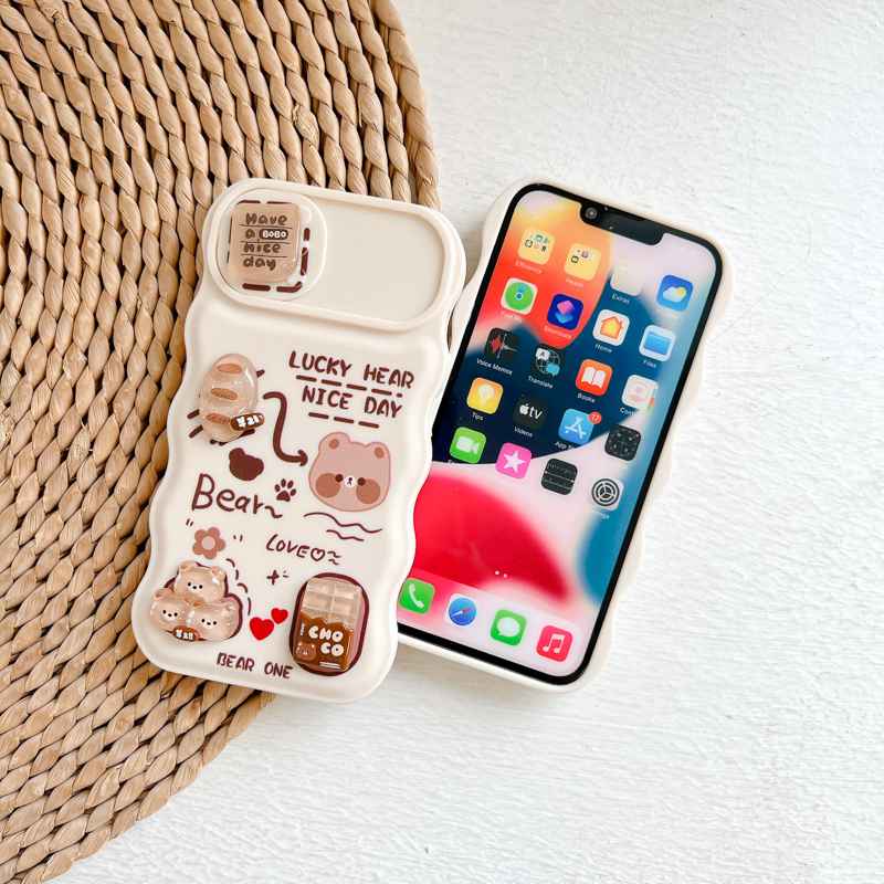 Soft Case Pelindung Kamera Motif Boneka Roti Donat Beruang Untuk IPhone 11 12 13 14 Pro Max