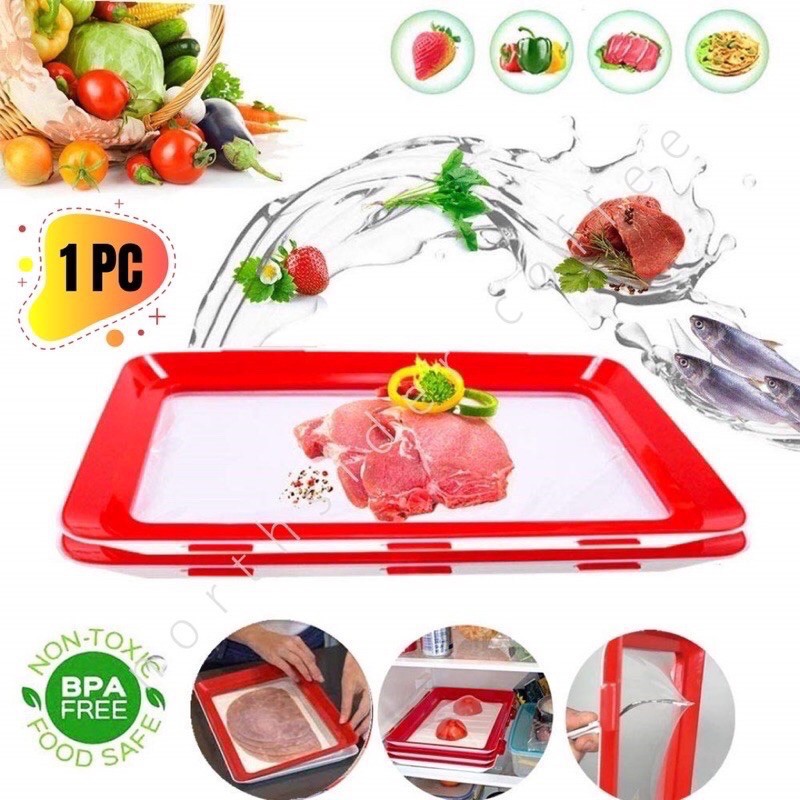 Vacuum try / Food storage / Smart tray / Tempat Makanan Plastik Press