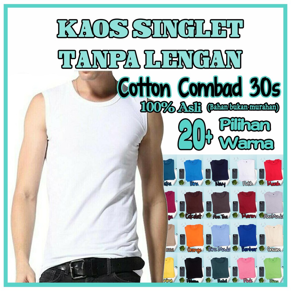 Promo Bisa Bayar Ditempat Kaos Singlet Tanpa Lengan Polos Cotton Combed 100% Termurah Grosir