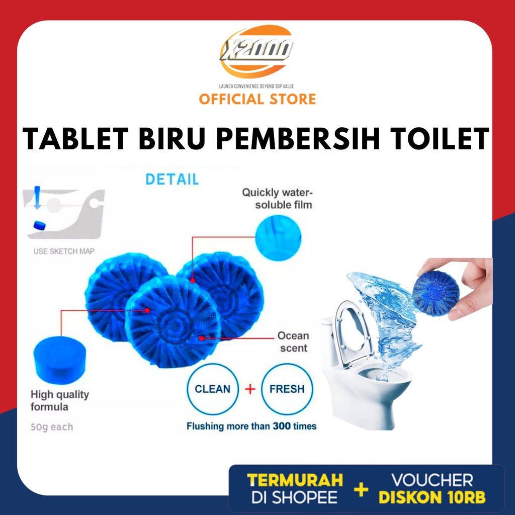 Tablet biru pembersih toilet penyegar kloset blue cleaner anti bau jamur sibiru si closet bagus anti jamur 50g