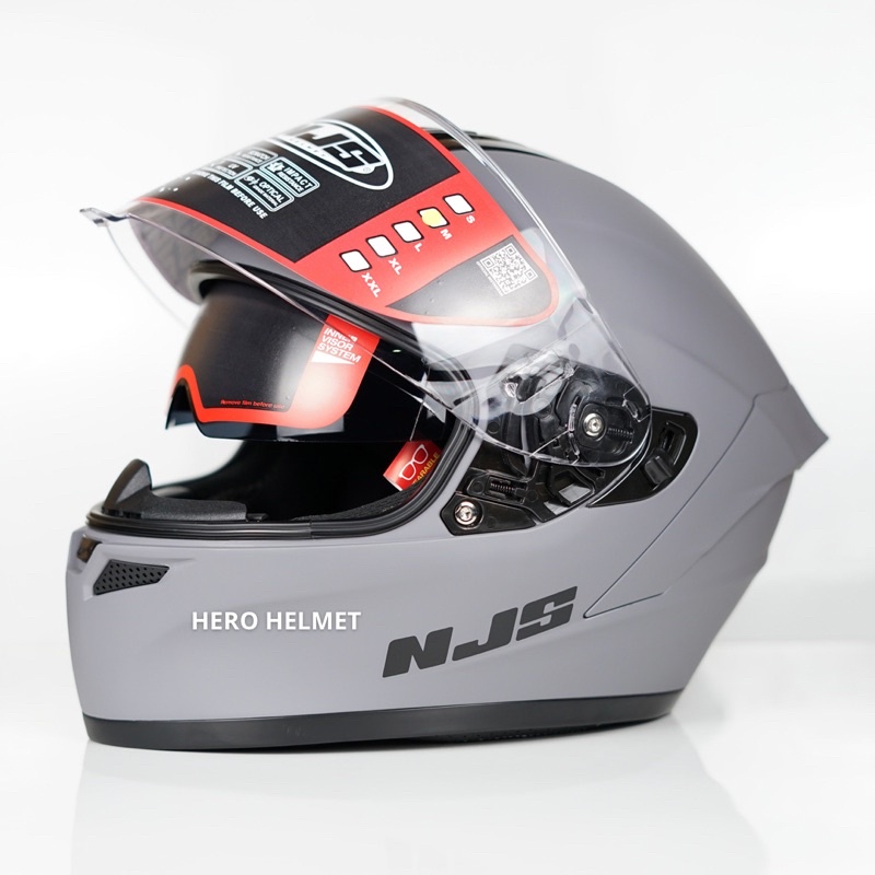 Helm Fullface NJS ZX-1 Stone Grey Doff-2