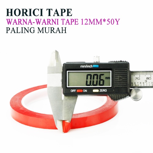 HORICI TAPE 12MM*50Y WARNA-WARNI Perekat Murah Super Kuat LAKBAN ISOLASI WARNA-WARNI