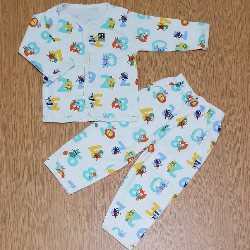 HOKIKU Setelan baju tidur bayi Piyama Bayi Lengan Panjang Pendek Motif Newborn