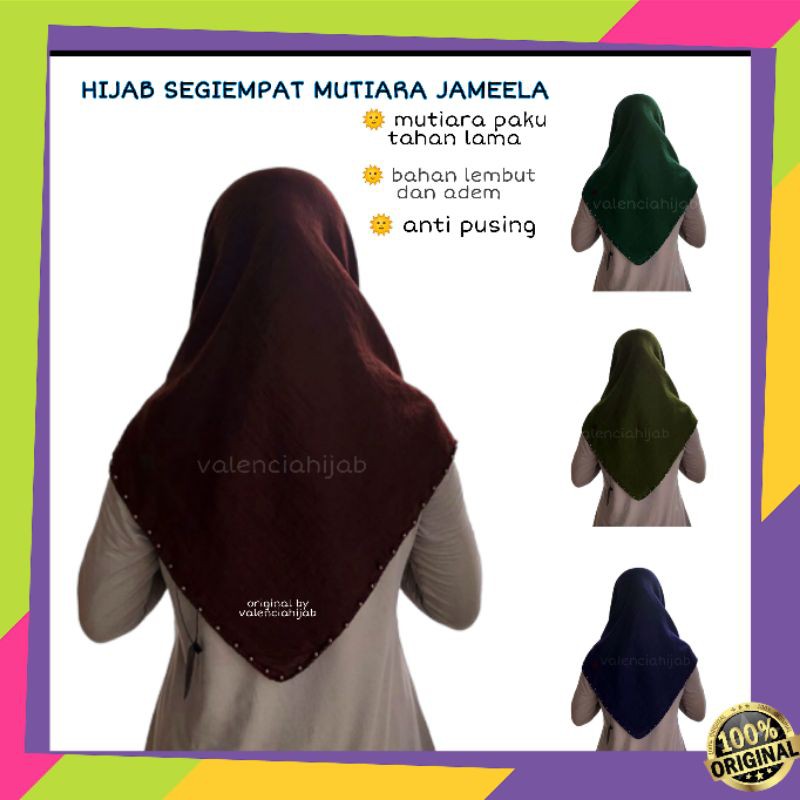 JILBAB KERUDUNG HIJAB SEGIEMPAT MUTIARA JAMEELA | HIJAB SEGIEMPAT PEARLY | HIJAB SEGIEMPAT MUTIARA