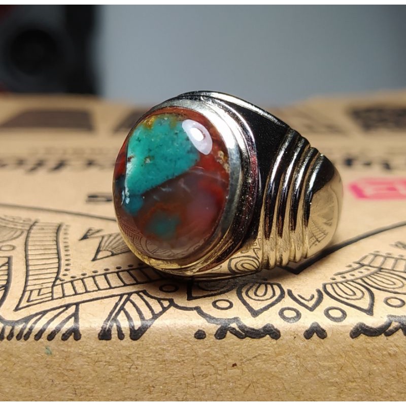 cincin batu akik pancawarna garut material marsih dimensi kantor siap pakai