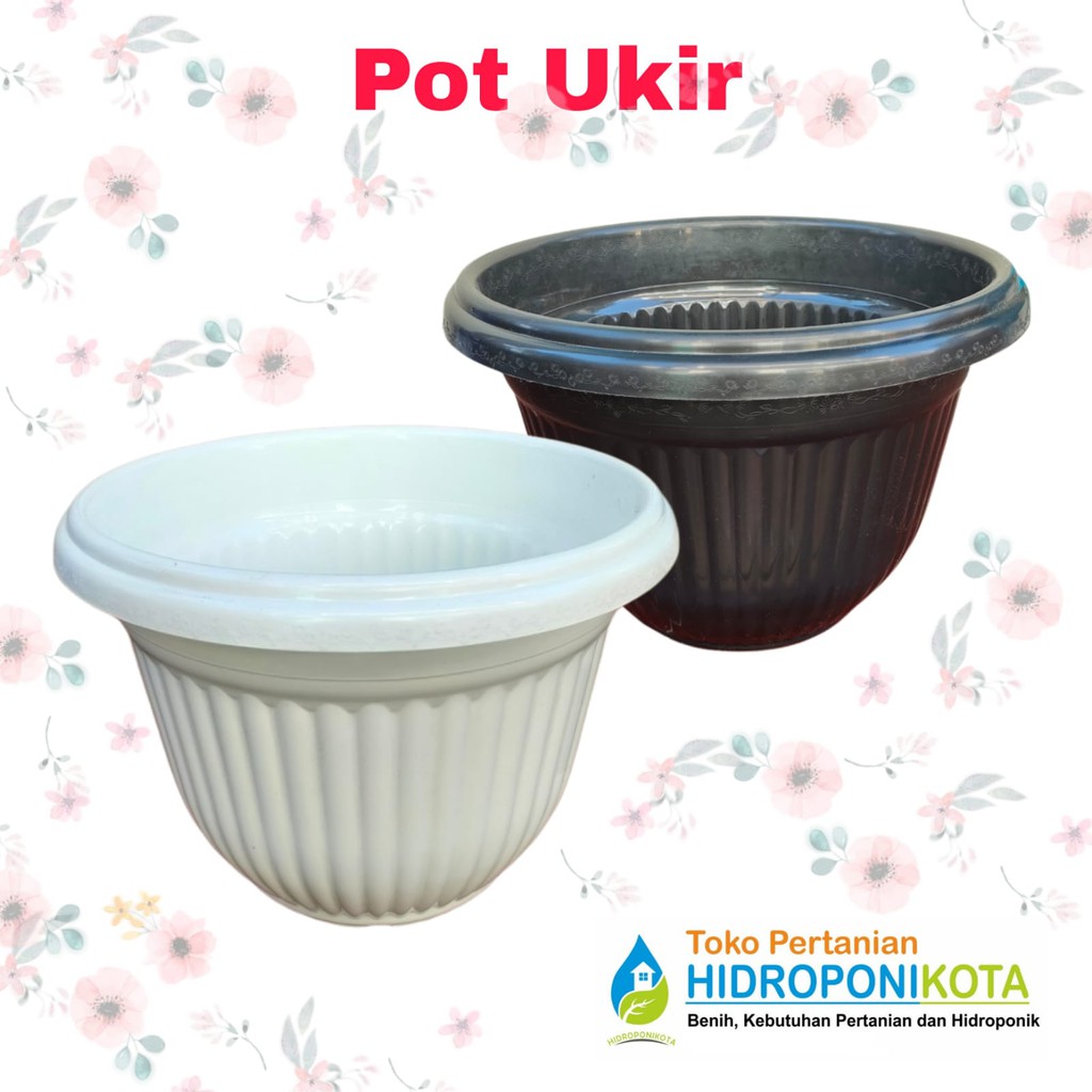 SUSAN - POT BUNGA PB 350 putih - pot putih 35 - pot ukir - pot oval - pot plastik