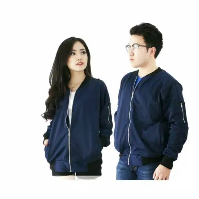 WnZcollection / Jaket Bomber / Jaket Pria Bolak Balik / jaket BB wanita / jaket bomber Navy