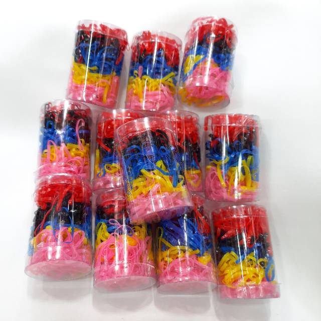 

IKAT RAMBUT KARET JEPANG isi 12pcs KEMASAN TABUNG MIKA GROSIR
