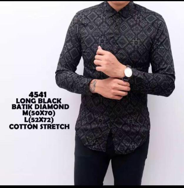 Dgm Fashion   Kemeja Lengan Panjang Polos Batik Pria Kemeja Batik Cowok Diamon 5819