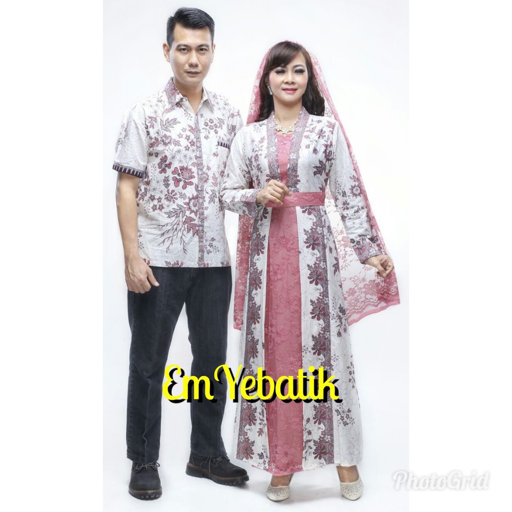 Super Sale SARIMBIT COUPLE BATIK GAMIS MUSLIM WANITA KD DASAR KREM PINK