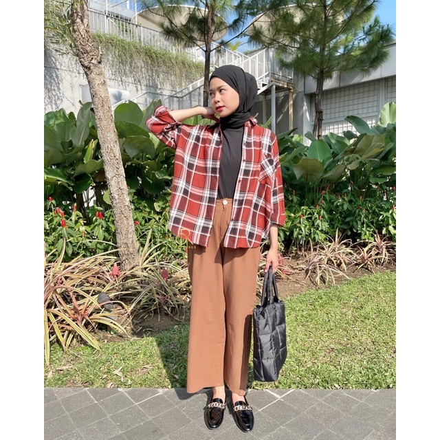 ANNA SHIRT / KEMEJA TARTAN WANITA-MARWHITE