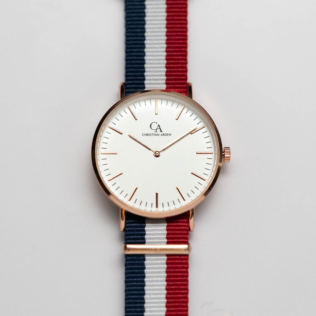 Jam Tangan Strap Nato Pria Anti Air Christyan Arden Grand CA Classic Winschoten White Dial (38mm)
