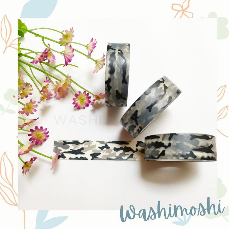 

Washimoshi Masking Washi Tape Black Army Design (10 meter)