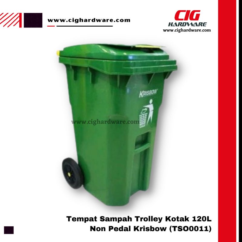Tempat Sampah Outdoor Trolley 120 Liter Non Pedal Krisbow