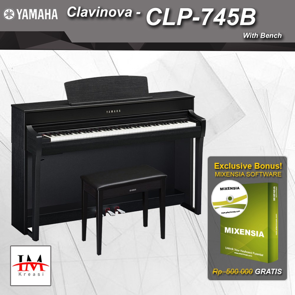 Jual Yamaha Clavinova CLP 745B + Bench / CLP 745 B / CLP745 B - Black ...