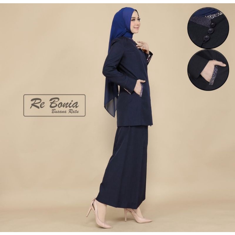 Seragam Rebonia/seragam guru/blazer guru/seragam guru biru dongker/baju pemda wanita dongker