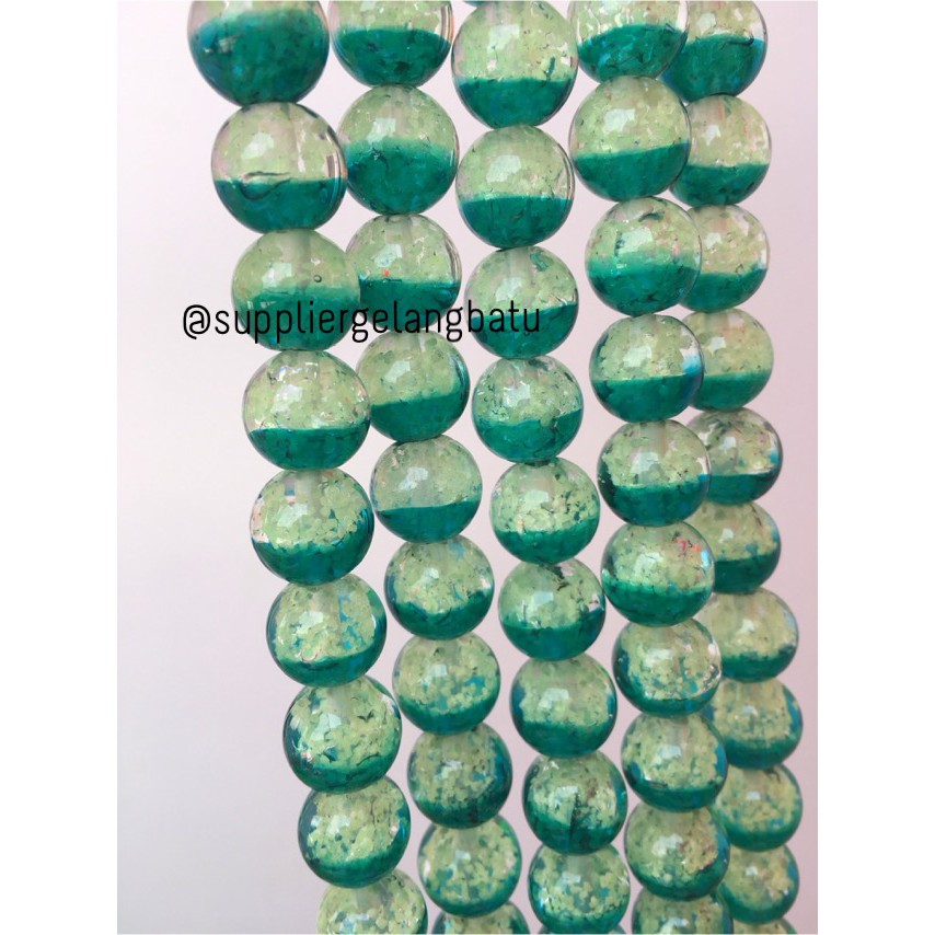 Manik Kristal Hijau Tosca Tua 12mm Glow In The Dark Fosfor Bahan Acc grosir kerajinan craft beads