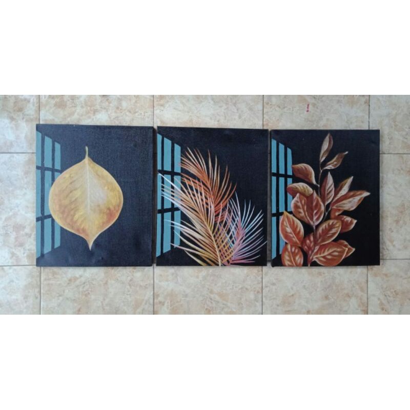 hiasan dinding || lukisan daun emas cantik